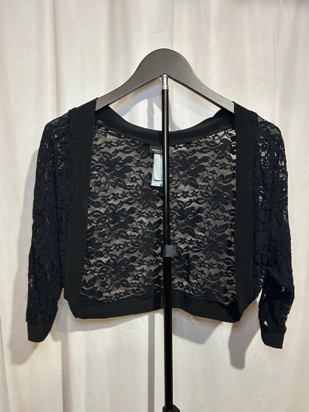 Women's Half Sleeve Floral Lace Shrug Cropped Open Front Bolero Cardigan